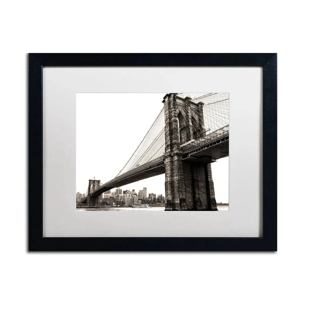 Brooklyn Bridge Wall Art 16x20 Black Frame White Matte CATeyes City Print Decor
